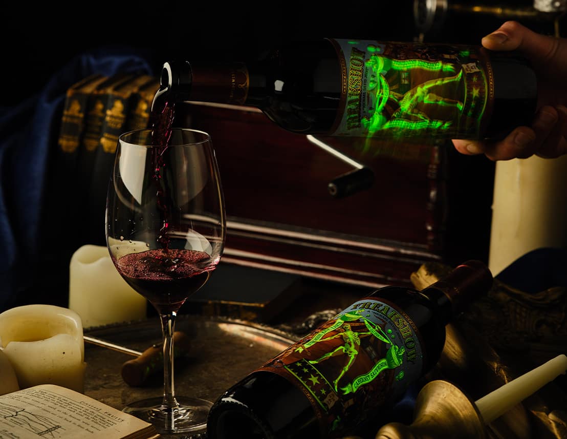 Creative glow-in-the-dark wine branding showcase
