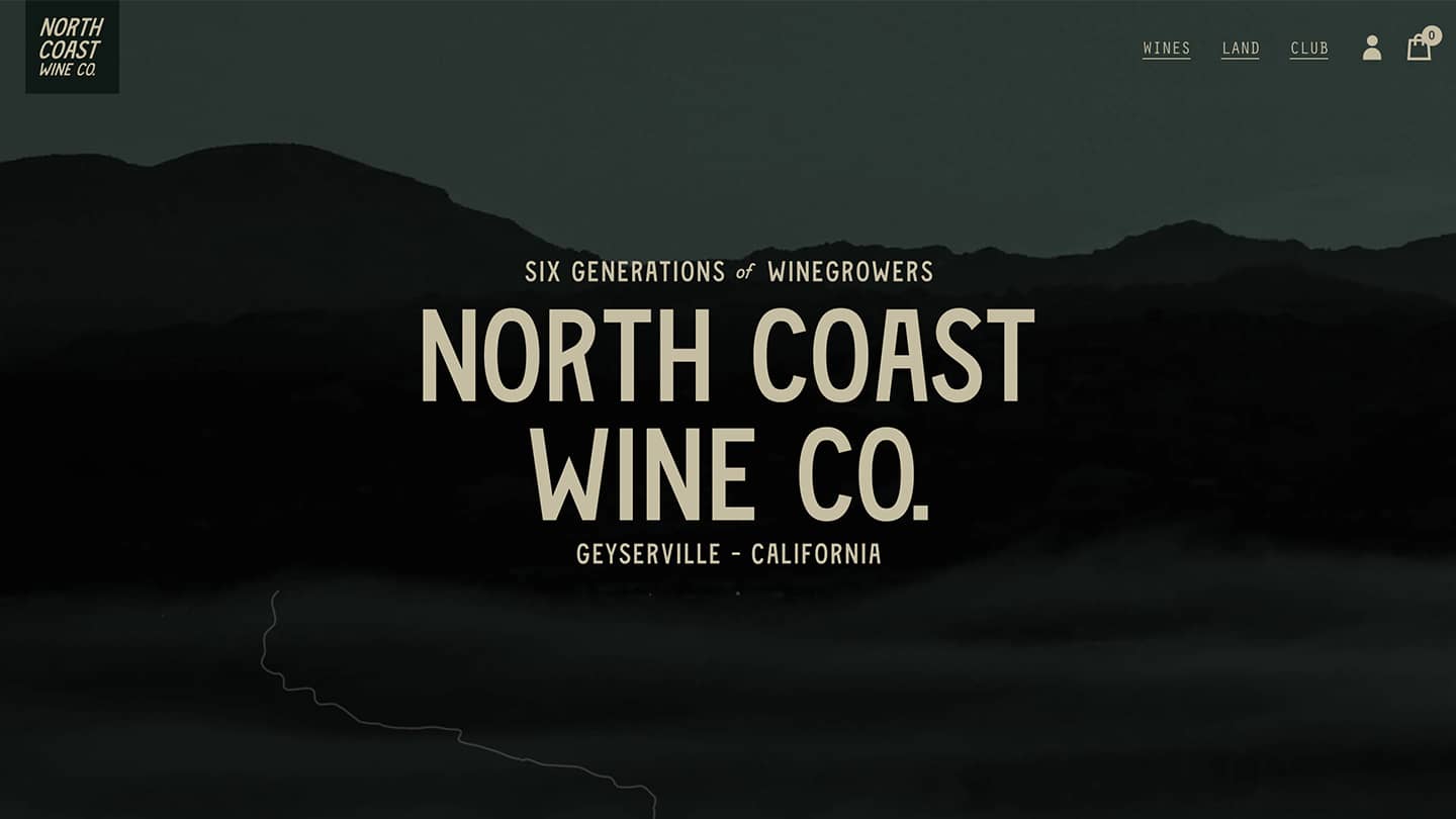 Winery web design agency project for North Coast Wine Co.