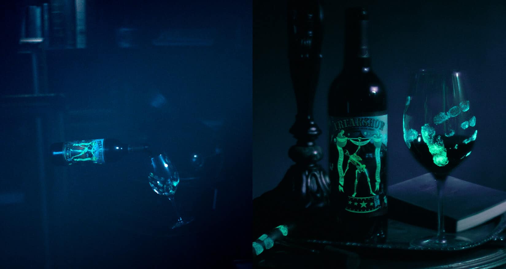 Creative glow-in-the-dark wine branding showcase