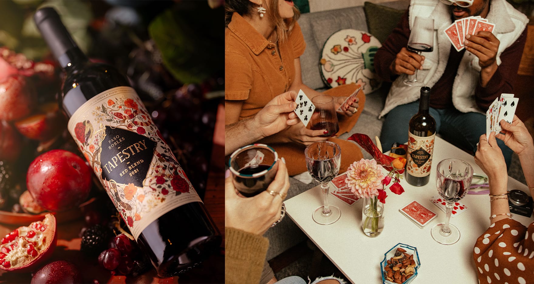 Wine branding agency case study featuring Tapestry Wines in lifestyle photography