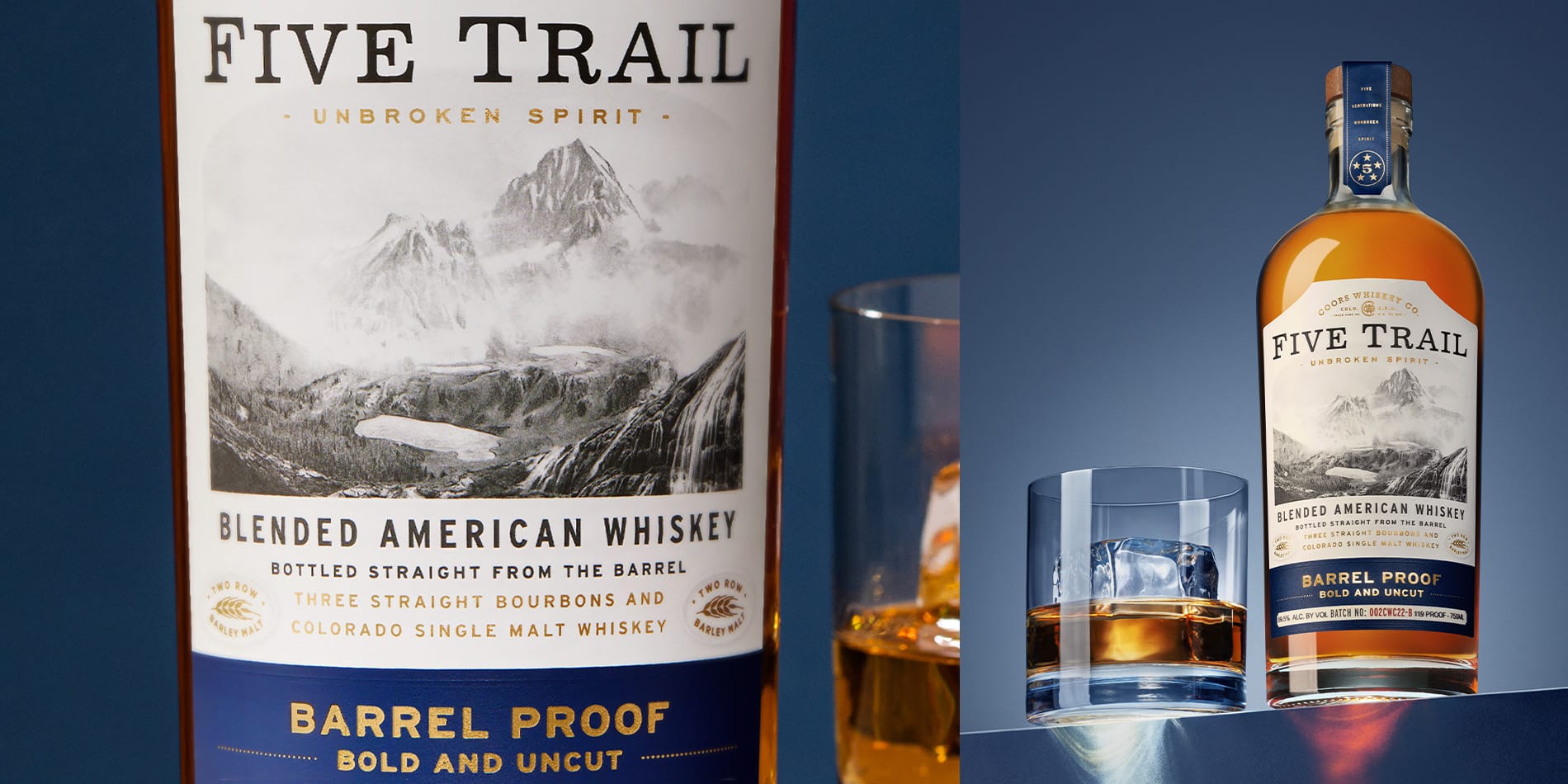 Whiskey marketing agency ad creative for Five Trail Whiskey