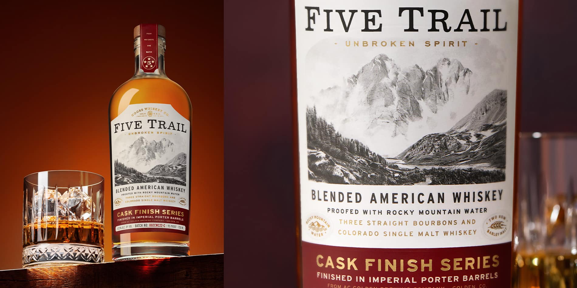Whiskey marketing agency ad creative for Five Trail Whiskey