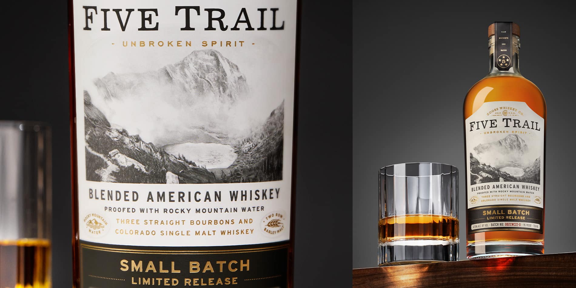 Whiskey marketing agency ad creative for Five Trail Whiskey