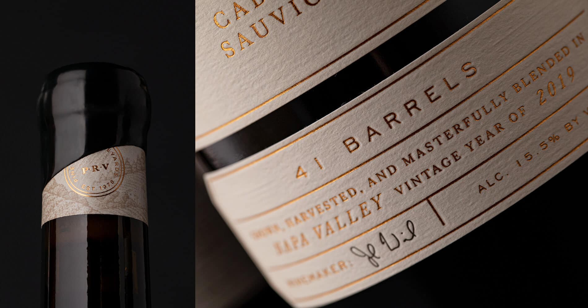 Premium label design for Pine Ridge wines