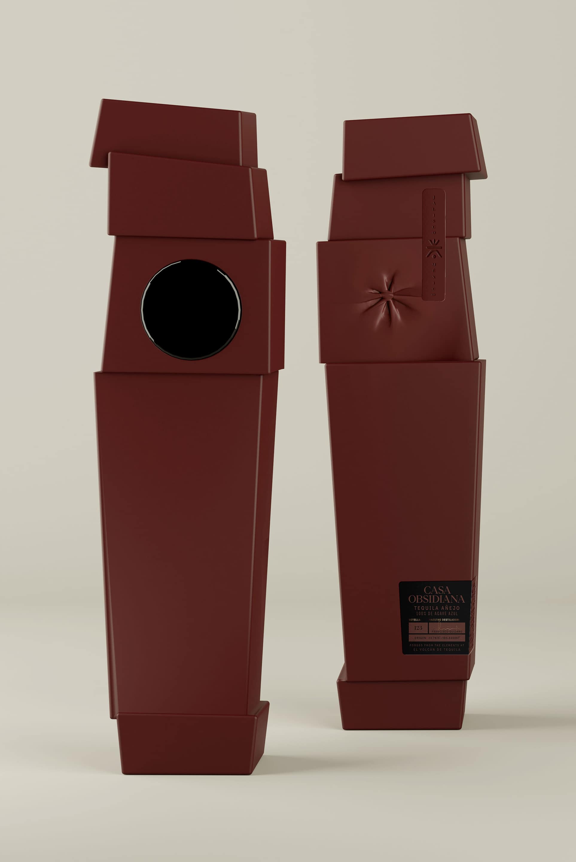 Casa Obsidiana tequila bottle design close-up