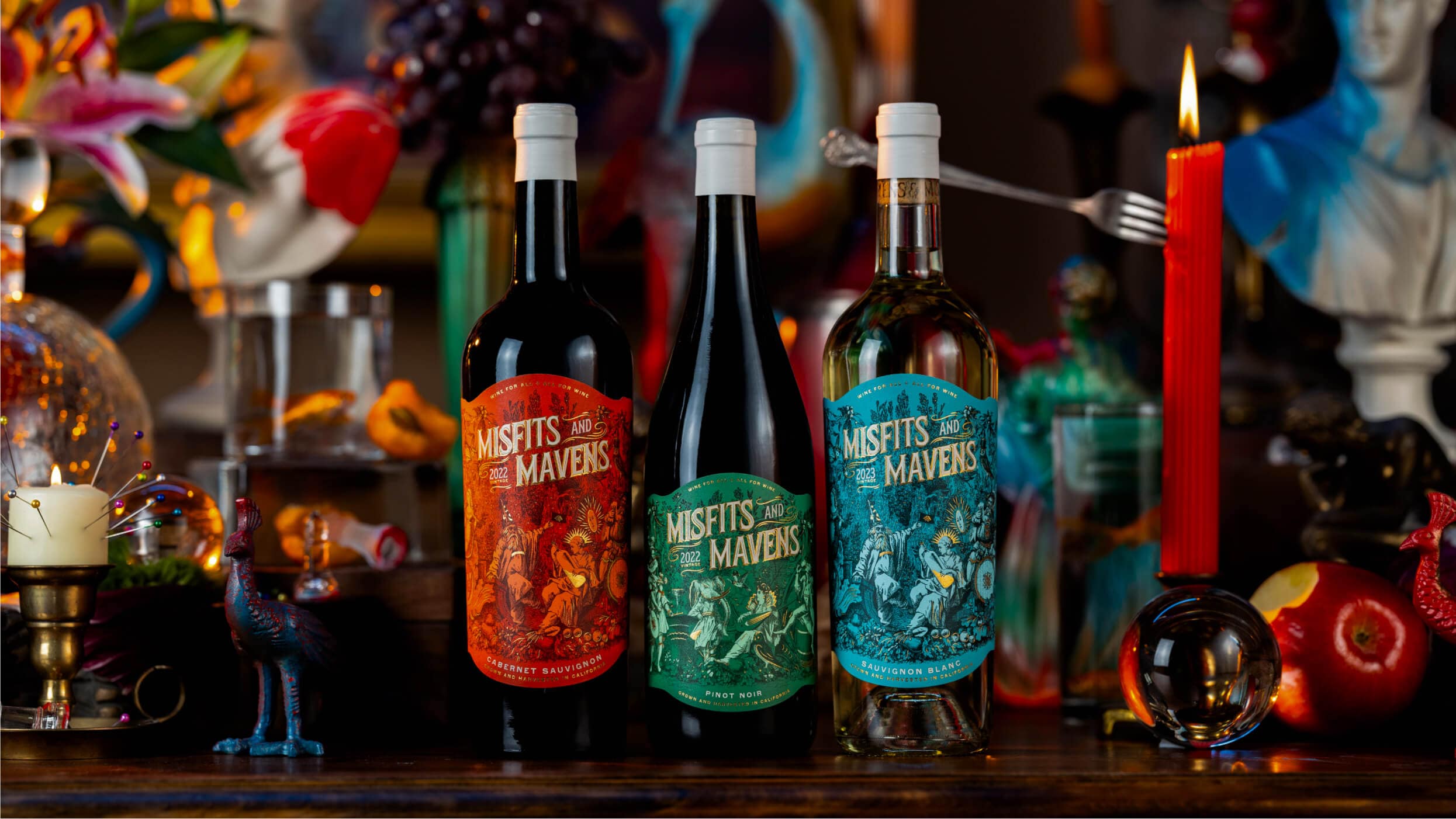 Misfits & Mavens wine label design by Makers & Allies
