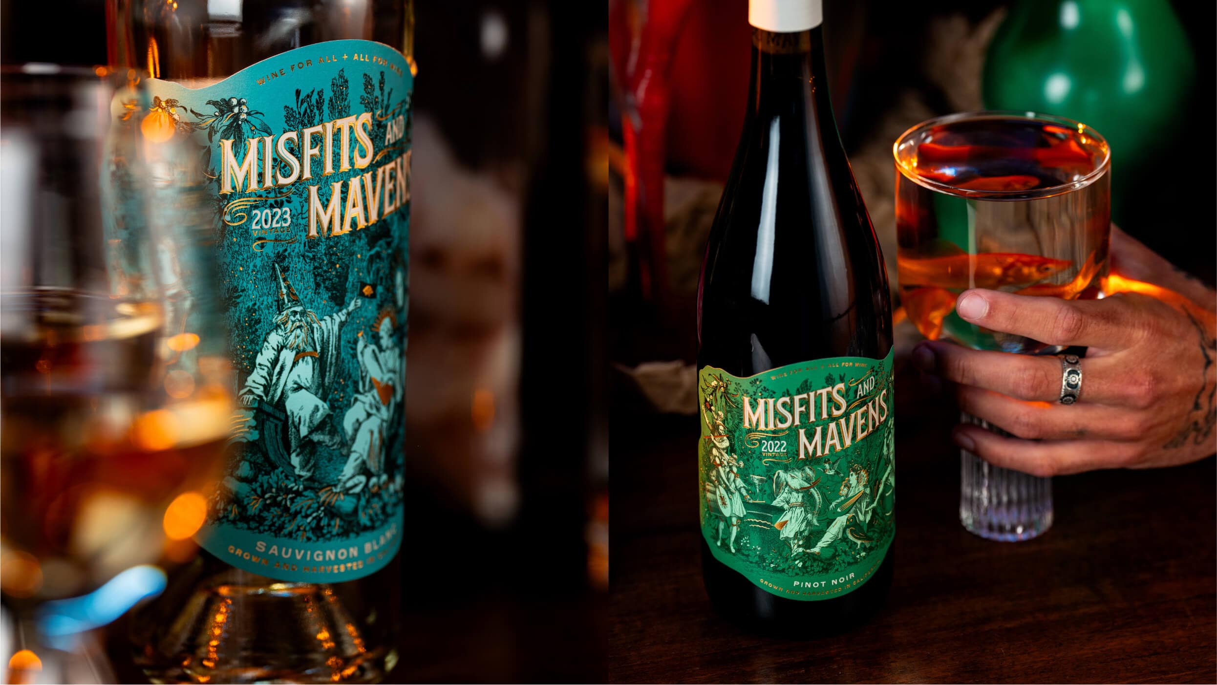 Misfits & Mavens wine label design by Makers & Allies