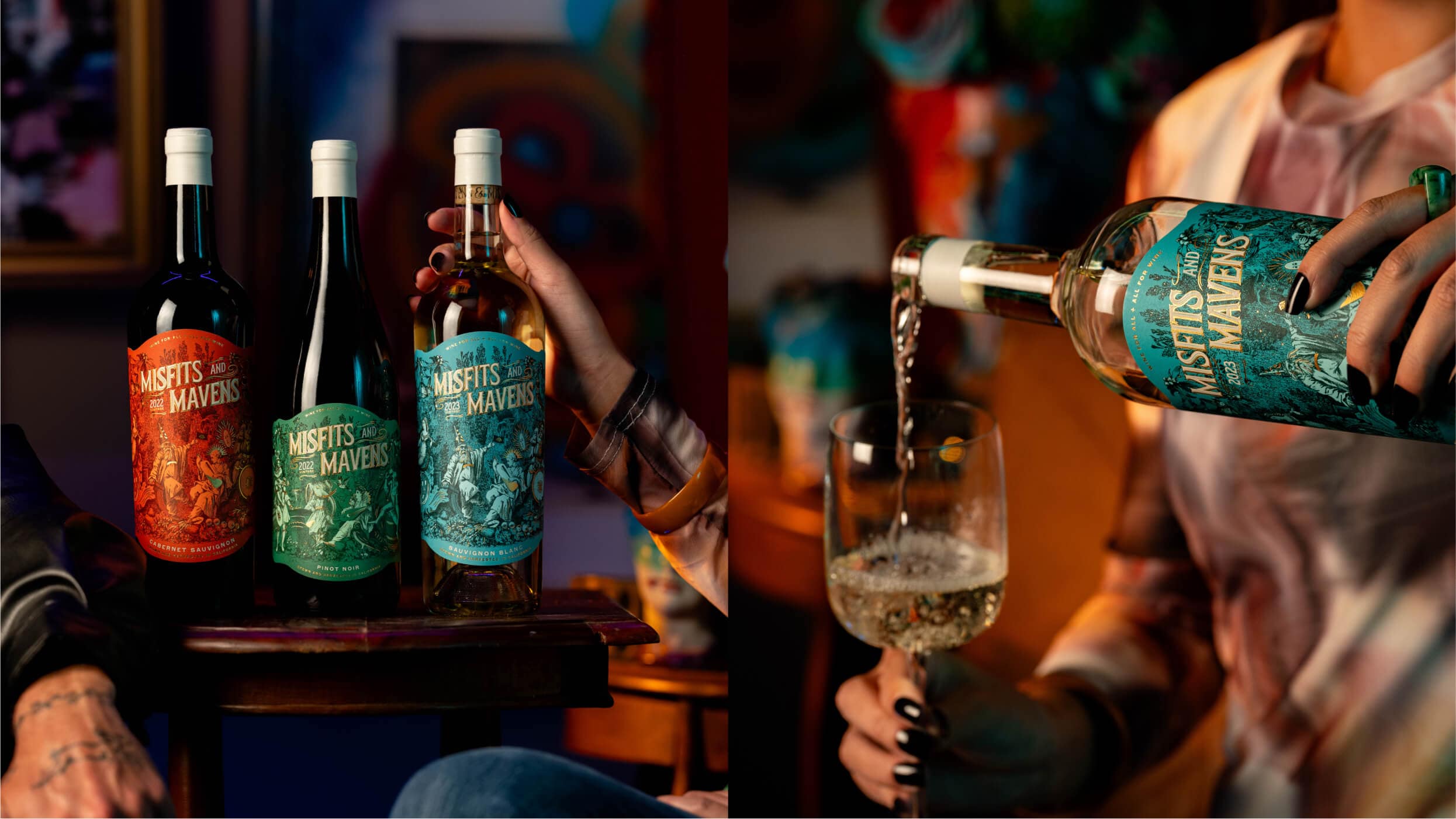 Misfits & Mavens wine label design by Makers & Allies