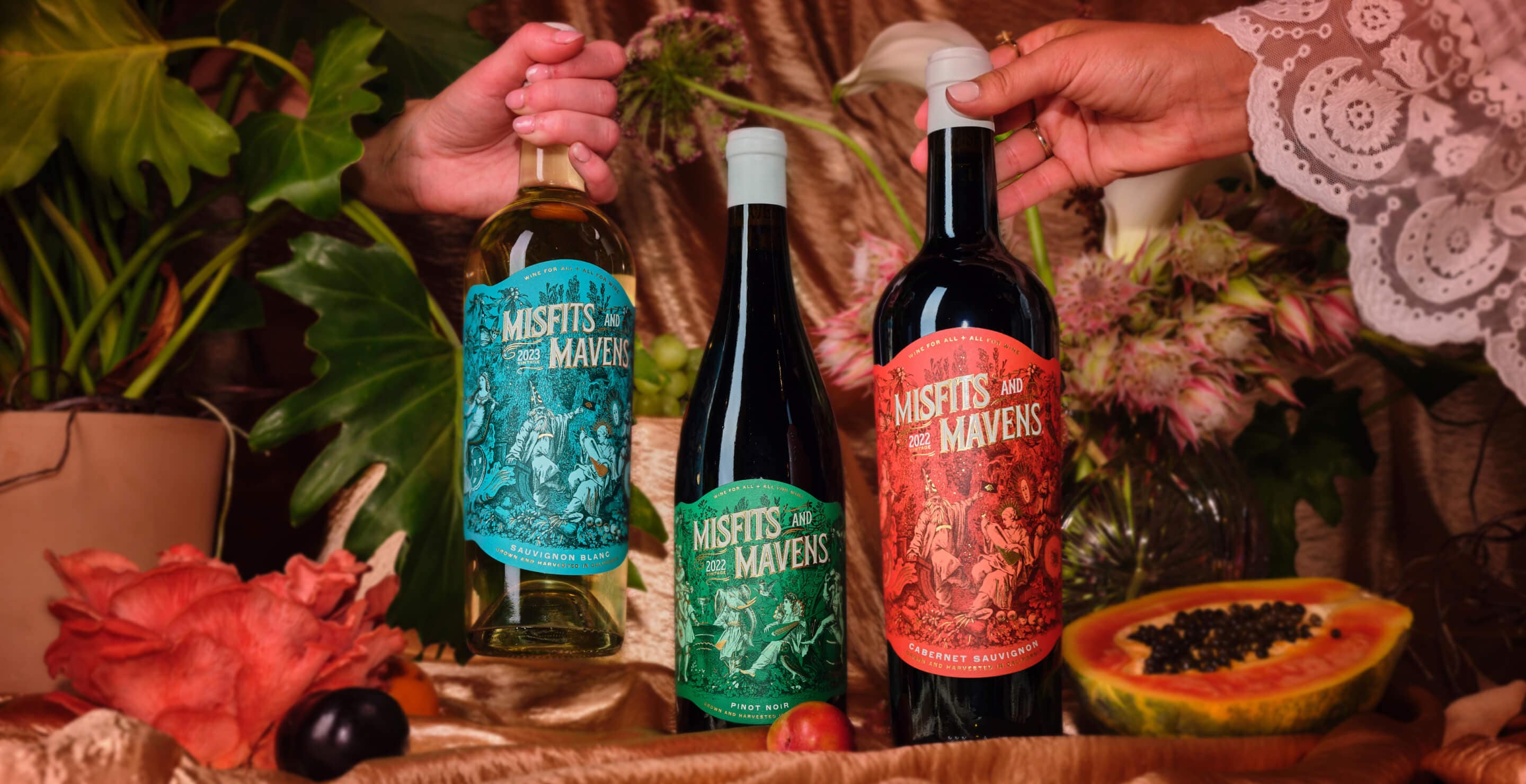 Wine packaging design with illustration and bold storytelling