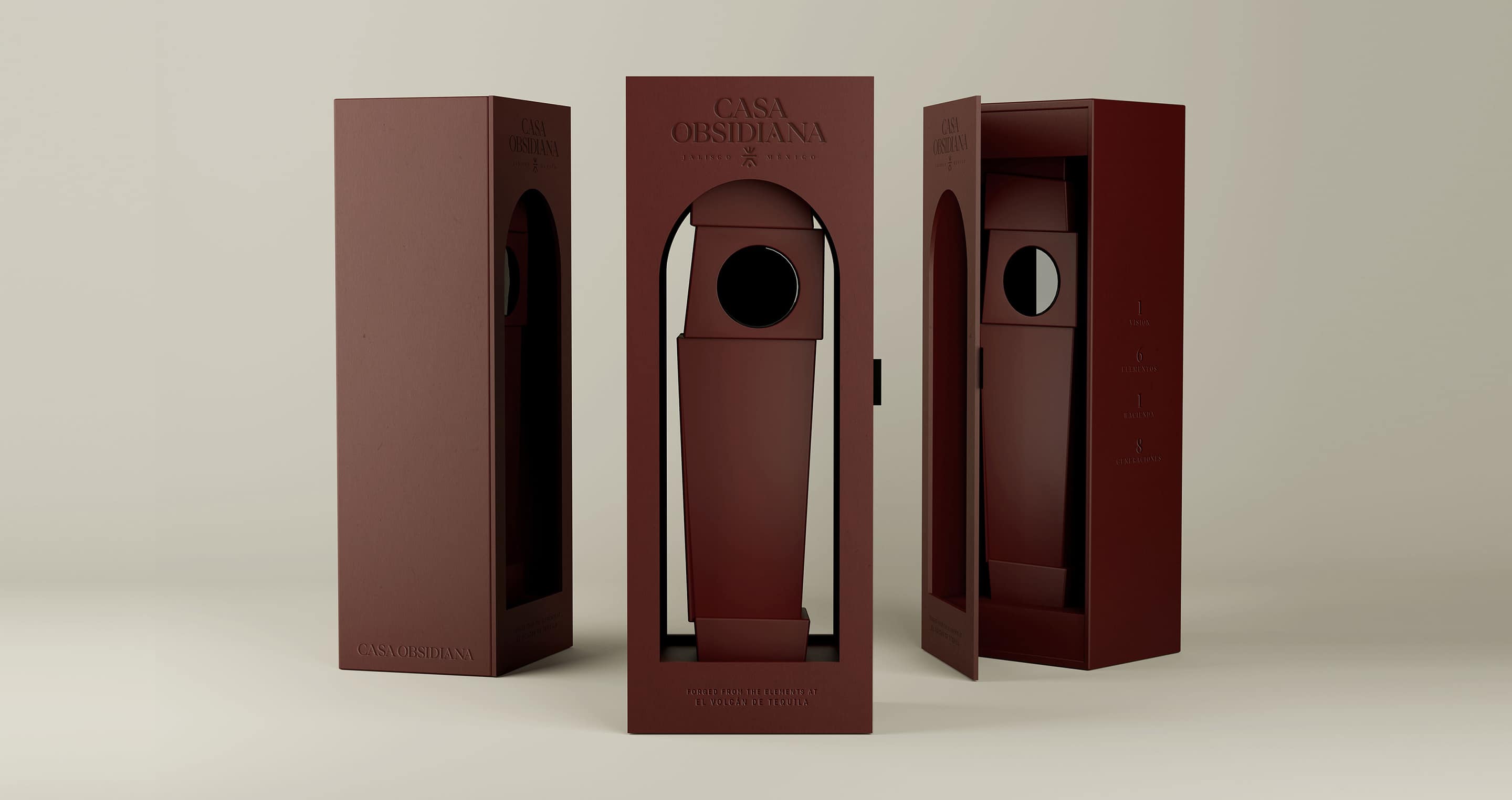 Casa Obsidiana tequila bottle design close-up