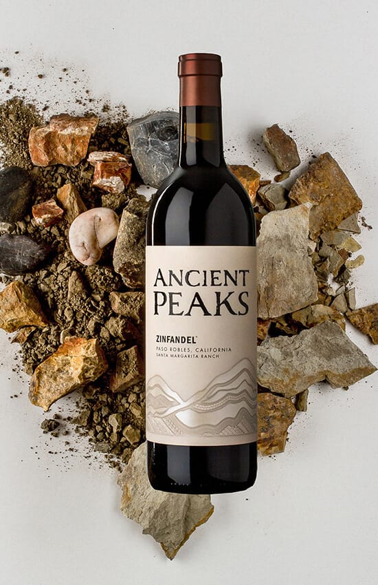 Wine label design for ancient peaks