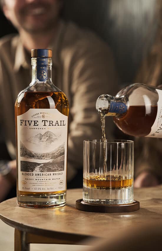 Content marketing photography showcasing Five Trail Whiskey