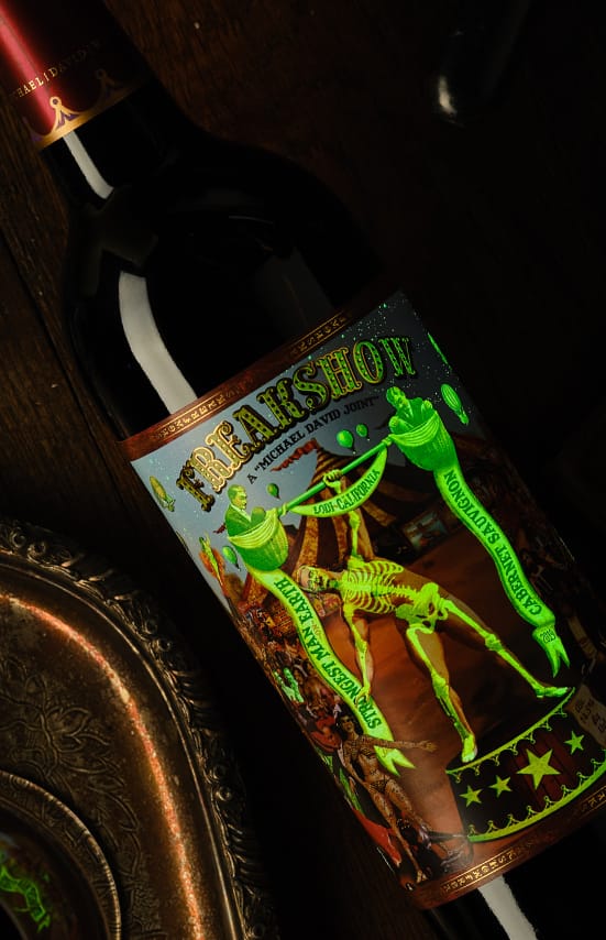 Freakshow wine branding and label detail