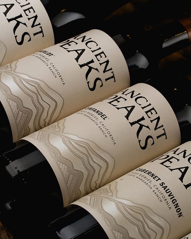 Wine label design for ancient peaks
