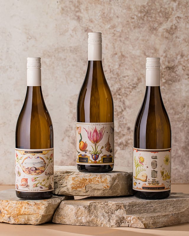Cadre Wine label design with Pacific-inspired illustrations