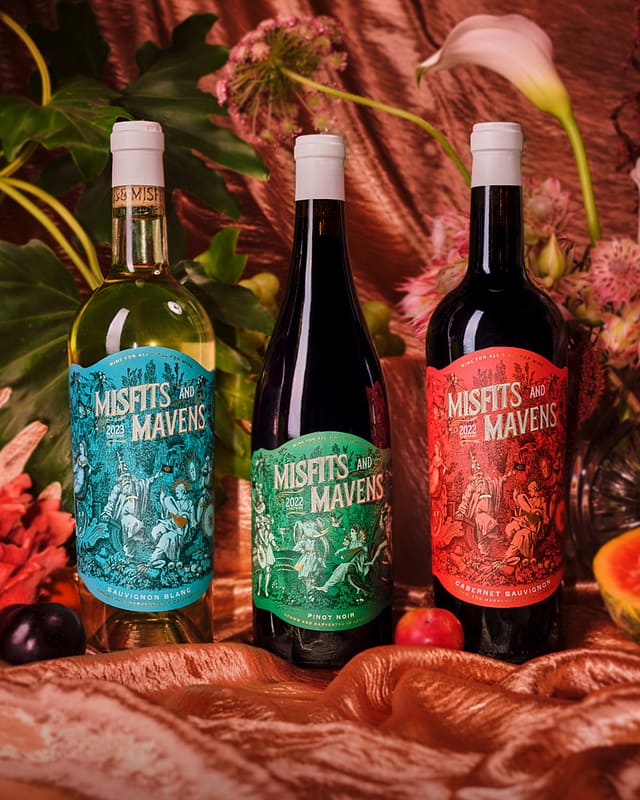 Misfits & Mavens wine label design by Makers & Allies