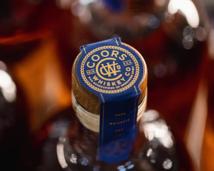 Coors Whiskey Co Five Trail capsule on bottle