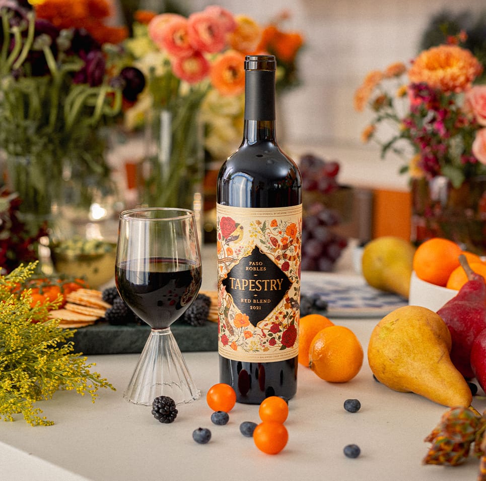 Wine branding agency case study featuring Tapestry Wines in lifestyle photography